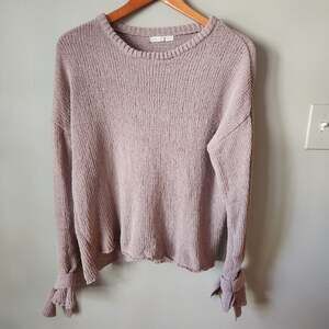 Hint of Mint Light Brown Chenille Soft Knitted Crewneck Sweater